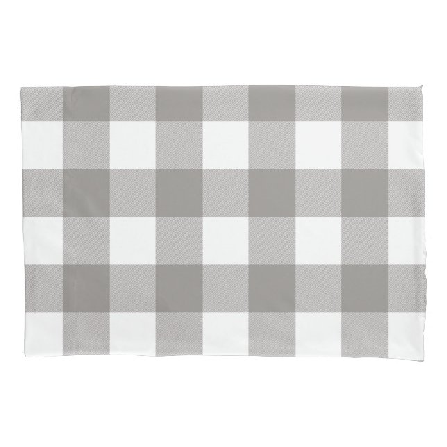 Farmhouse Rustic Grey & White Buffalo Plaid Square Pillow Case (Front)