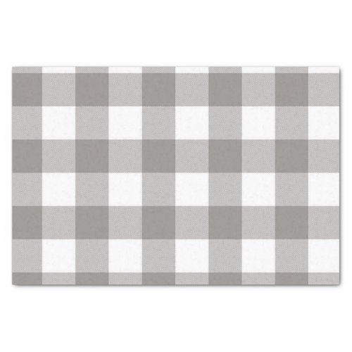 Farmhouse Rustic Grey  White Buffalo Plaid Square Tissue Paper