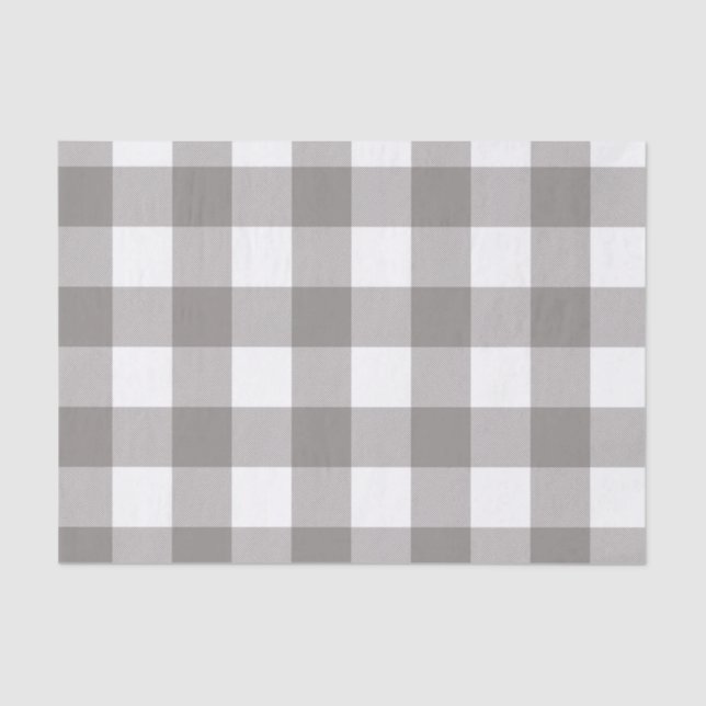 Farmhouse Rustic Grey & White Buffalo Plaid Square Tissue Paper (Front)