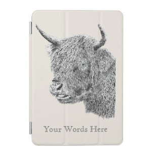 Farmhouse Rustic Highland Cow Cattle Pet Artwork iPad Mini Cover
