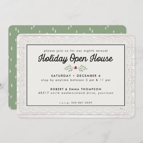 Farmhouse Rustic Lace Christmas Holiday Invitation
