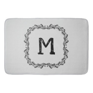 Farmhouse Rustic Laurel Monogram Bath Mat
