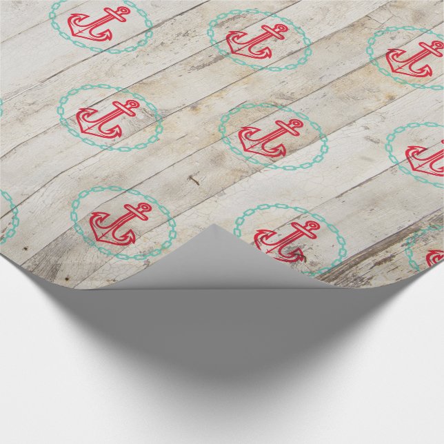 Farmhouse Rustic Nautical Anchor Tropical Beach Wrapping Paper (Corner)