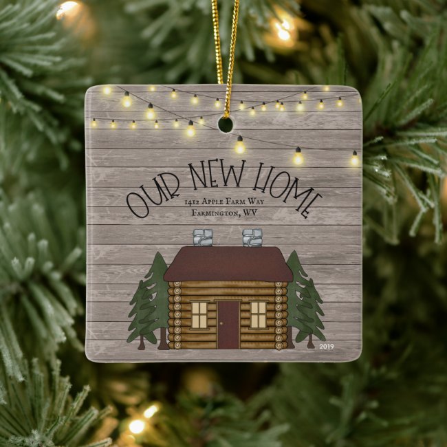 Farmhouse Rustic Primitive New Home Personalized Ceramic Ornament