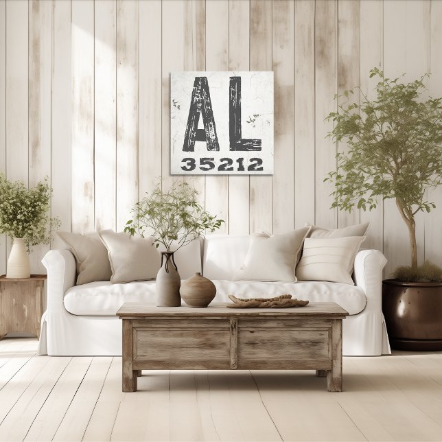 Farmhouse Rustic State Zip Code Alabama Canvas Print (Creator Uploaded)