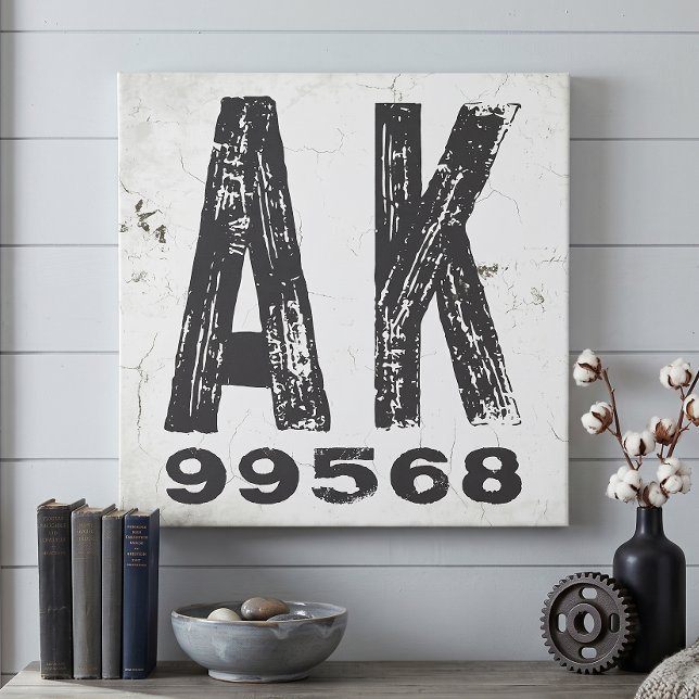 Farmhouse Rustic State Zip Code Alaska Canvas Print (Creator Uploaded)