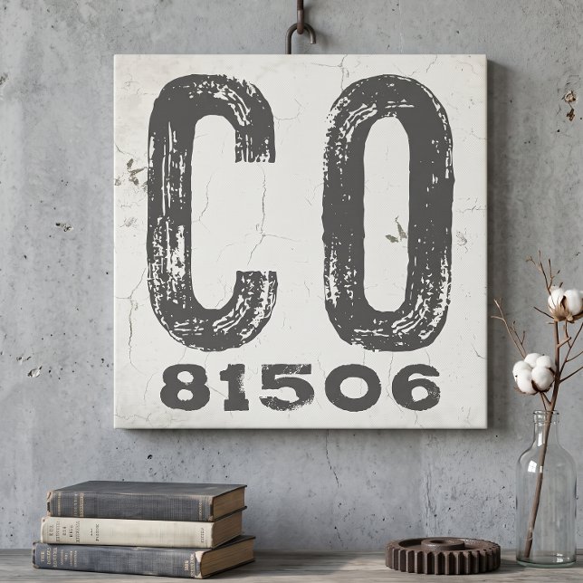 Farmhouse Rustic State Zip Code Colorado Canvas Print (Creator Uploaded)