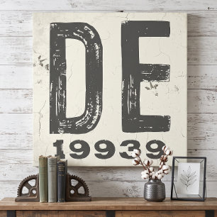 Farmhouse Rustic State Zip Code Delaware Canvas Print