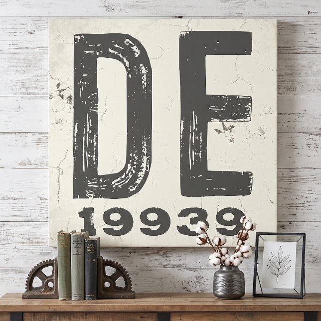 Farmhouse Rustic State Zip Code Delaware Canvas Print (Creator Uploaded)
