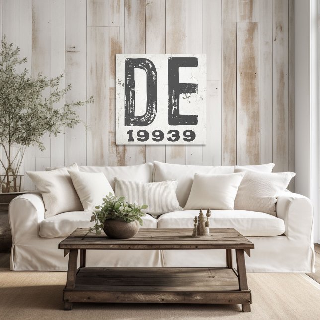 Farmhouse Rustic State Zip Code Delaware Canvas Print (Creator Uploaded)