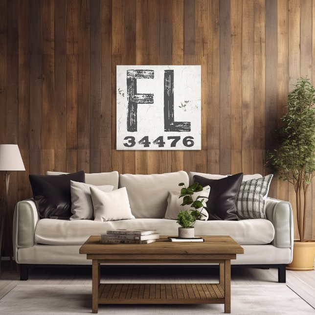 Farmhouse Rustic State Zip Code Florida Canvas Print (Creator Uploaded)