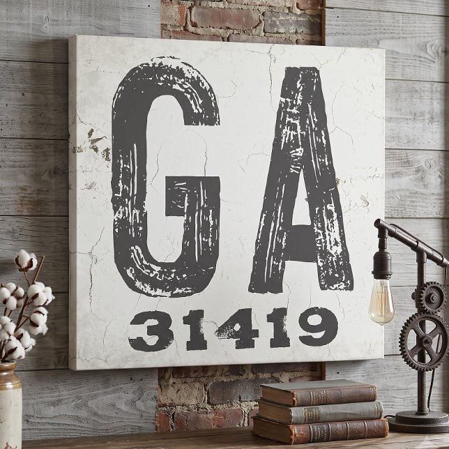 Farmhouse Rustic State Zip Code Georgia Canvas Print (Creator Uploaded)