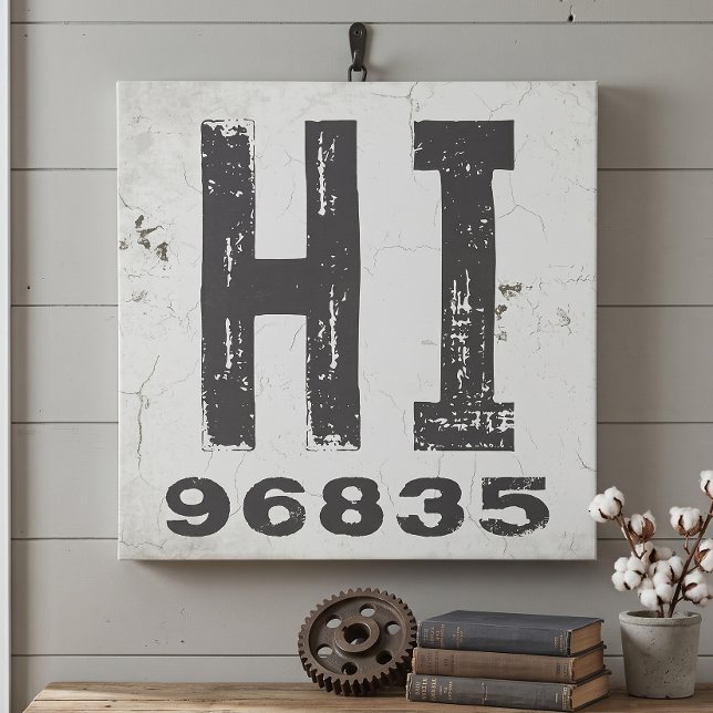 Farmhouse Rustic State Zip Code Hawaii Canvas Print (Creator Uploaded)