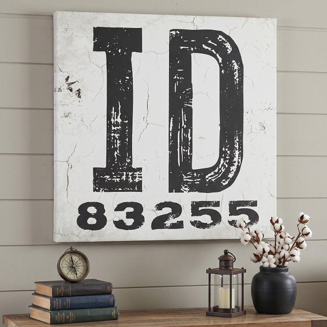 Farmhouse Rustic State Zip Code Idaho Canvas Print (Creator Uploaded)