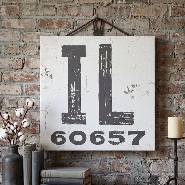 Farmhouse Rustic State Zip Code Illinois Canvas Print (Creator Uploaded)