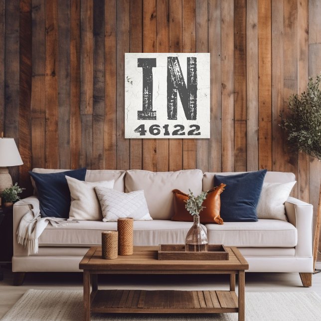Farmhouse Rustic State Zip Code Indiana Canvas Print (Creator Uploaded)