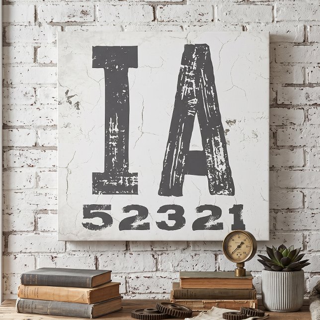 Farmhouse Rustic State Zip Code Iowa Canvas Print (Creator Uploaded)