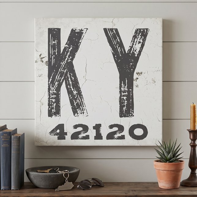 Farmhouse Rustic State Zip Code Kentucky Canvas Print (Creator Uploaded)