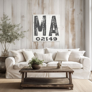 Farmhouse Rustic State Zip Code Massachusetts Canvas Print