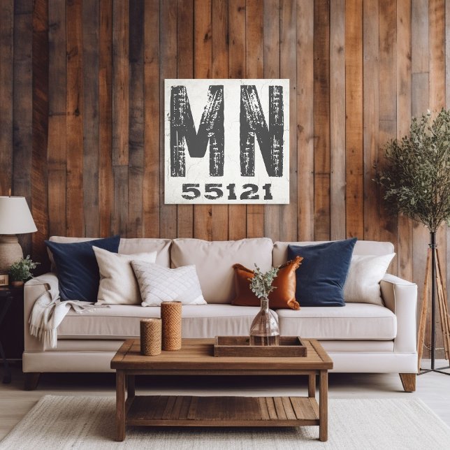 Farmhouse Rustic State Zip Code Minnesota Canvas Print (Creator Uploaded)