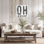 Farmhouse Rustic State Zip Code Ohio Canvas Print<br><div class="desc">This rustic sign is a simple way to display your love for home. The zip code can be personalized with any zip code in the state. Makes a great gift. Created by Simply Farmhouse Press.</div>