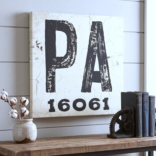 Farmhouse Rustic State Zip Code Pennsylvania Canvas Print (Creator Uploaded)