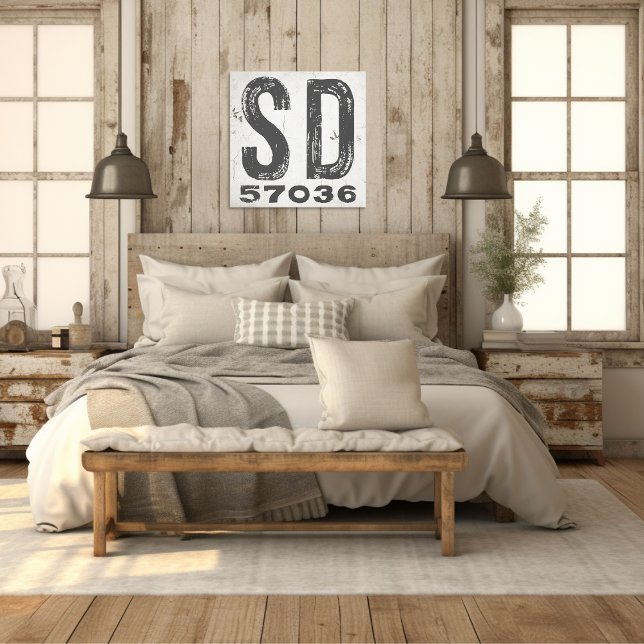 Farmhouse Rustic State Zip Code South Dakota Canvas Print (Creator Uploaded)