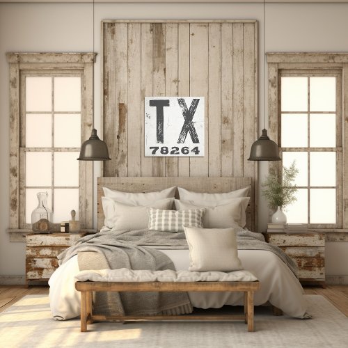 Farmhouse Rustic State Zip Code Texas Canvas Print