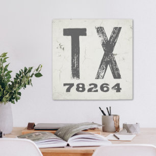 Farmhouse Rustic State Zip Code Texas Metal Print