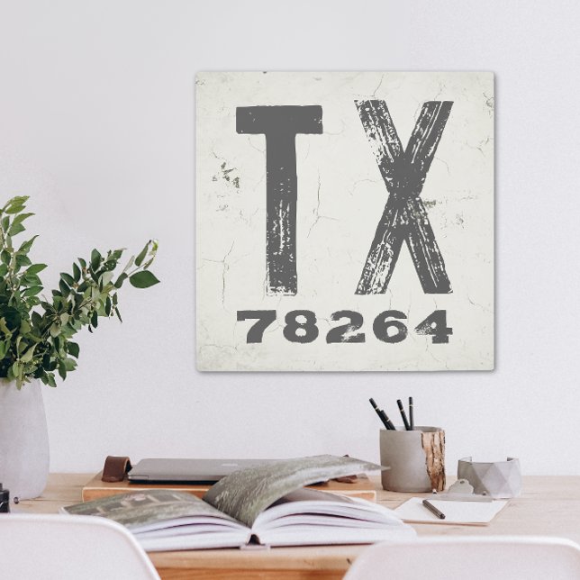 Farmhouse Rustic State Zip Code Texas Metal Print (Farmhouse Rustic State Zip Code Texas Metal Print)