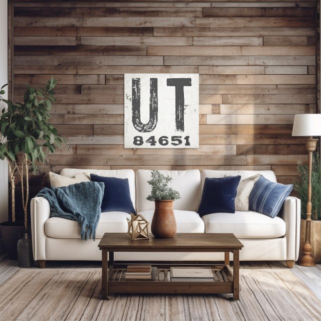 Farmhouse Rustic State Zip Code Utah Canvas Print (Creator Uploaded)