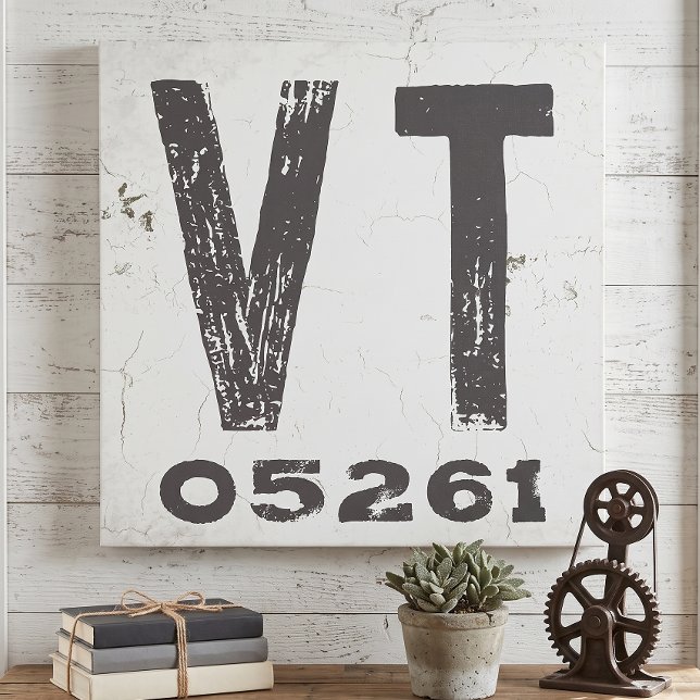 Farmhouse Rustic State Zip Code Vermont Canvas Print (Creator Uploaded)