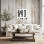 Farmhouse Rustic State Zip Code Wisconsin Canvas Print<br><div class="desc">This rustic sign is a simple way to display your love for home. The zip code can be personalized with any zip code in the state. Makes a great gift. Created by Simply Farmhouse Press.</div>