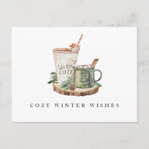 Farmhouse Rustic Stay Cozy Winter Wishes Christmas Postcard