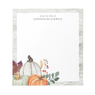 Farmhouse Rustic Watercolor Pumpkins Personalized Notepad