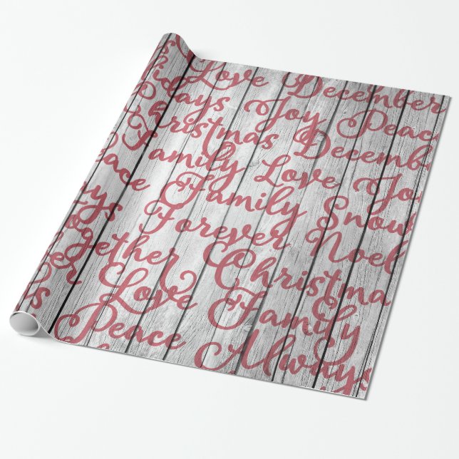 Farmhouse Rustic Wood with Script Lettering Wrapping Paper (Unrolled)