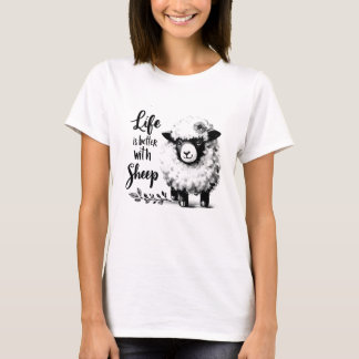 Farmhouse Sheep Lover Tee Life is Better with Ewes