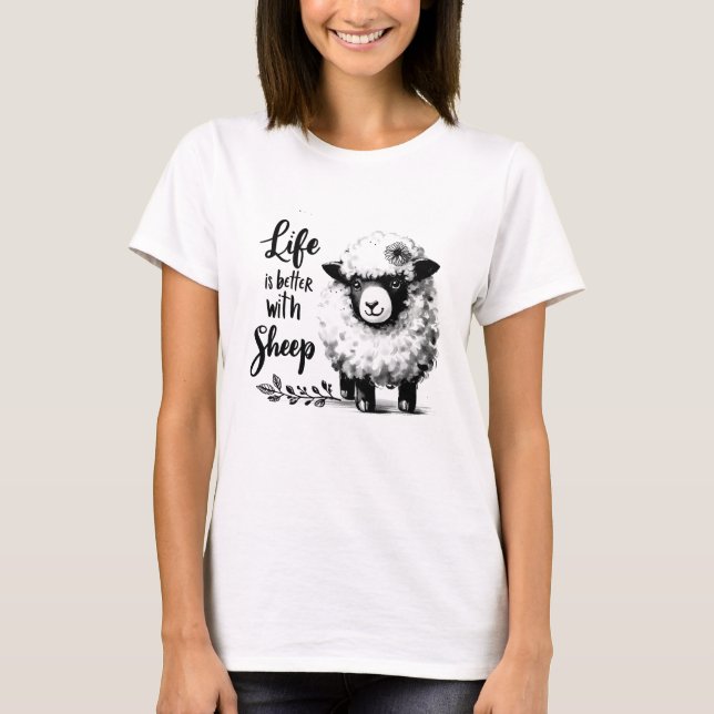 Farmhouse Sheep Lover Tee Life is Better with Ewes (Front)
