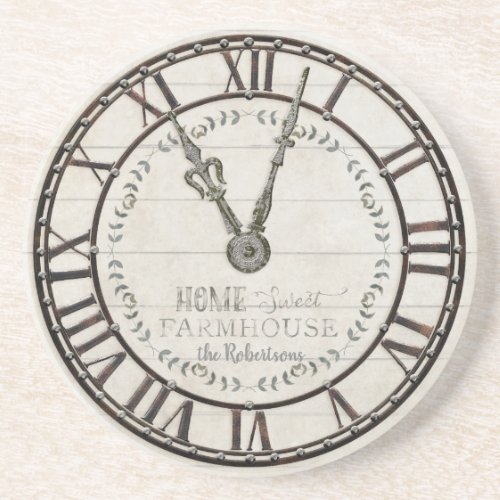 Farmhouse Shiplap Roman Numeral Metal Clock Home Coaster