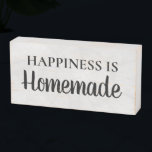 Farmhouse Sign White Wood Happiness Homemade<br><div class="desc">Modern farmhouse wood plaque/sign.  Black text on white wood background says,  "Happiness is Homemade."</div>