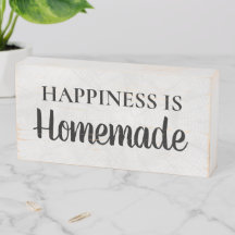 Farmhouse Sign White Wood Happiness Homemade