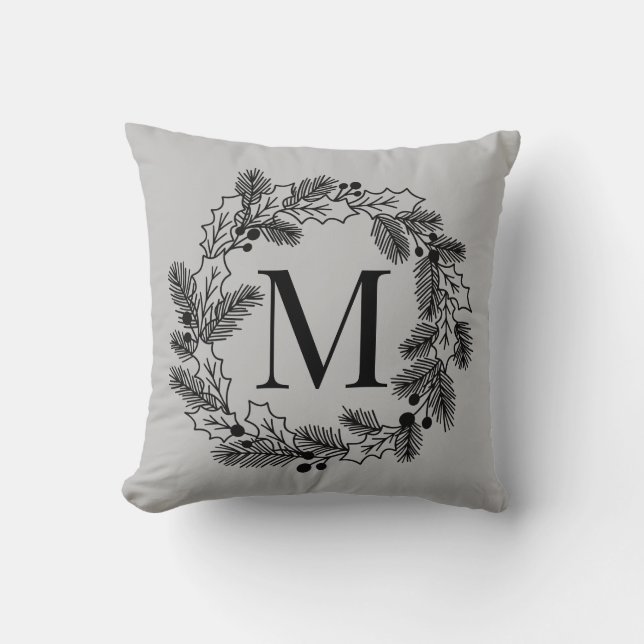 Farmhouse Signature Christmas Wreath  Throw Pillow (Front)