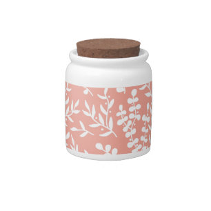Farmhouse simple floral pattern on blue candy jar