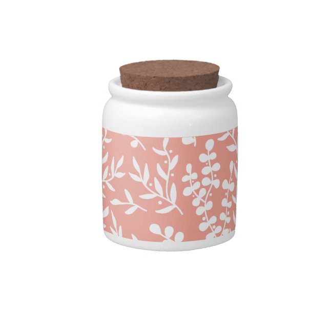 Farmhouse simple floral pattern on blue  candy jar (Front)