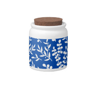 Farmhouse simple floral pattern on blue  candy jar