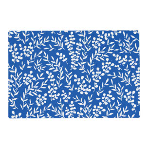 Farmhouse simple floral pattern on blue placemat