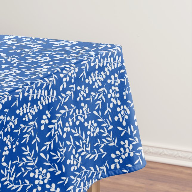 Farmhouse simple floral pattern on blue  tablecloth (In Situ)