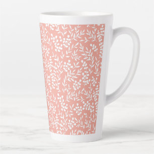 Farmhouse simple floral pattern on pink latte mug