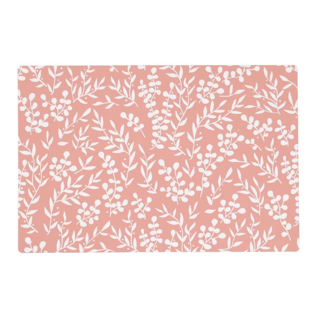 Farmhouse simple floral pattern on pink placemat (Front)