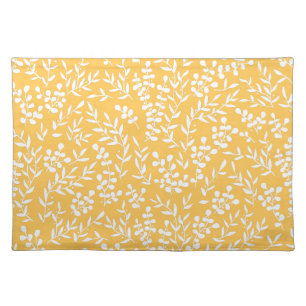 Farmhouse simple floral pattern on yellow cloth placemat